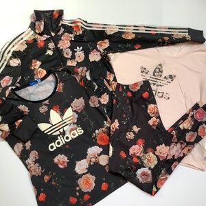 Adidas 4 ps Rita Ora Floral Rose Black  Set Jacket Leggings T-shirt M L